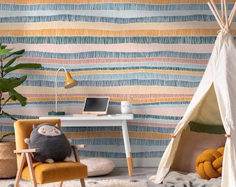 Abstract Striped Wallpaper / Peel and Stick Wallpaper Removable Wallpaper Home Decor Wall Art Wall Decor Room Decor - D509