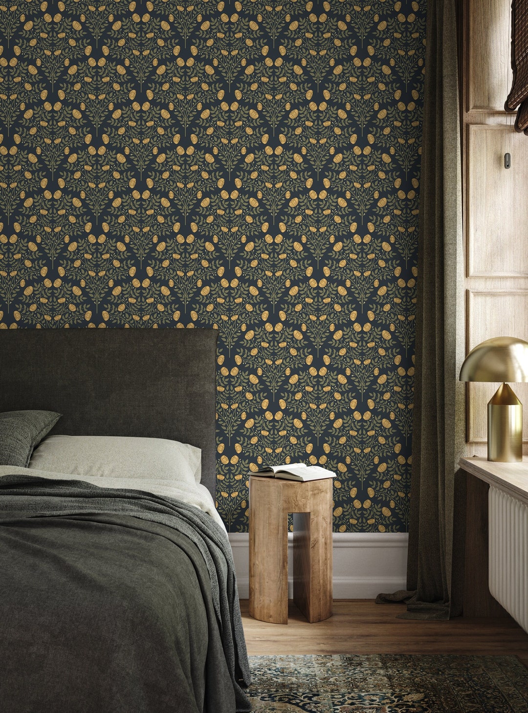 Art Nouveau Floral Wallpaper / Peel and Stick Wallpaper Removable
