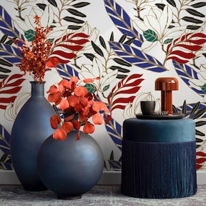 Floral Modern Wallpaper - Dynamic Red and Green - B321