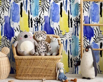 Abstract Art Blue Yellow Wallpaper - A966
