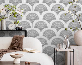 Wallpaper Peel and Stick Wallpaper Removable Wallpaper Home Decor Wall Art Wall Decor Room Decor / Gray Boho Palms Wallpaper - C501