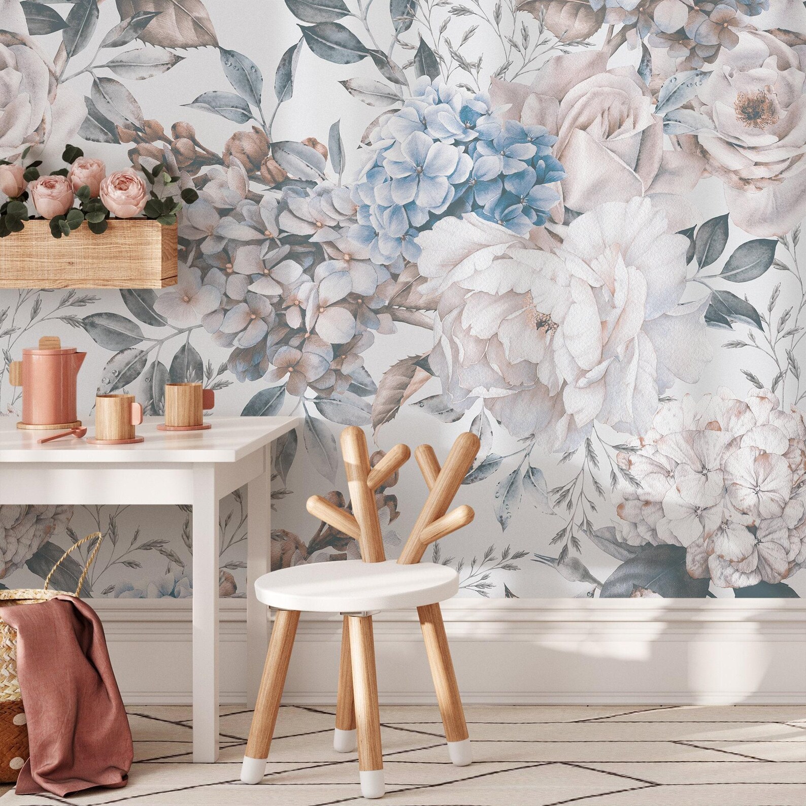 Pastel Botanical Peony Mural - B232 - Etsy