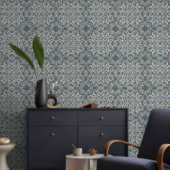 Removable Wallpaper Peel and Stick Wallpaper Wall Paper Wall Mural - Portuguese Azulejos Tile Wallpaper - A554