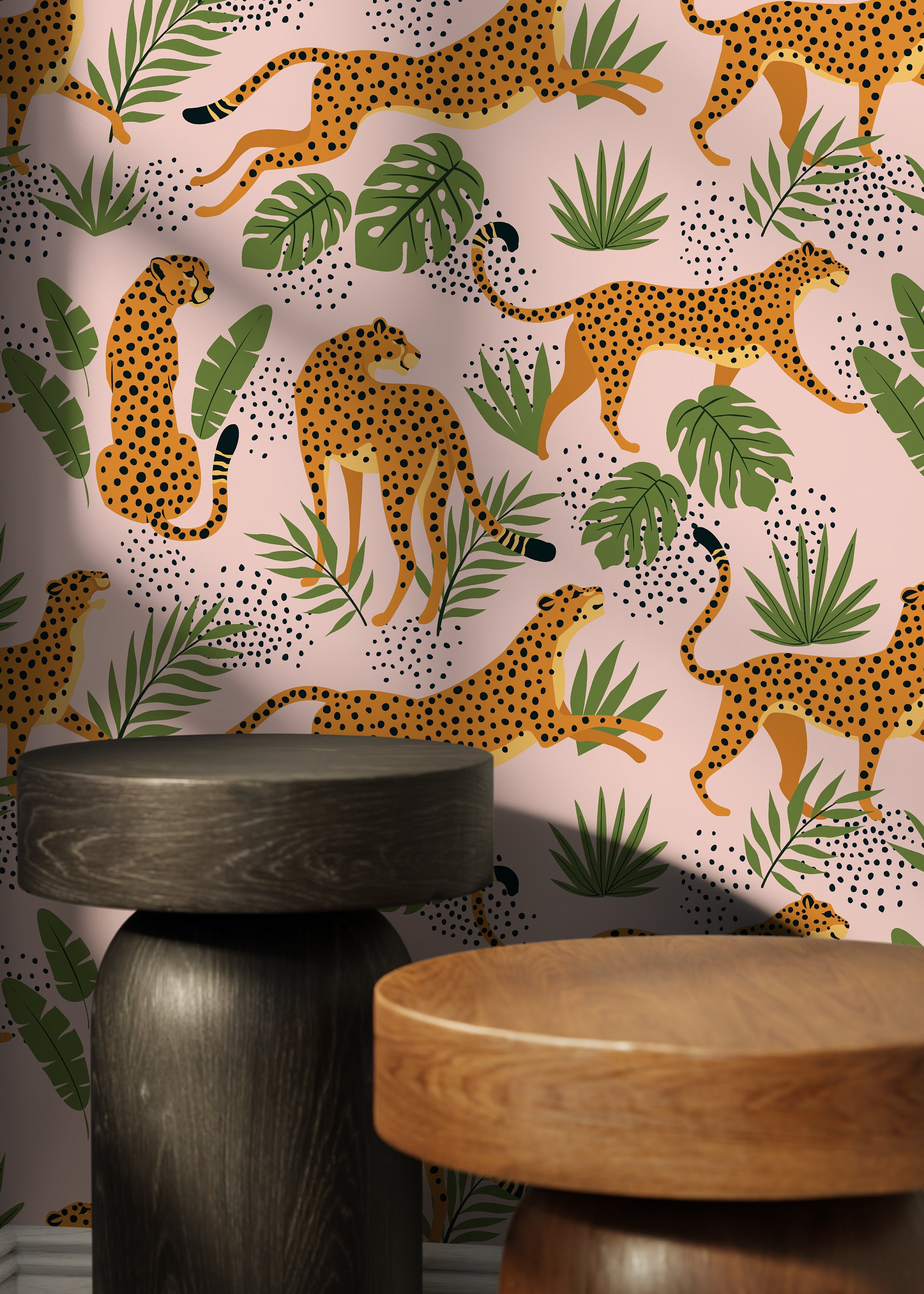 Pink Boho Cheetah Wallpaper Removable and Repositionable Peel and Stick or  Traditional Pre-pasted Wallpaper ZACM 