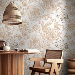 Victorian Floral Sepia Wallpaper - A671