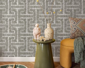 Gray Modern Wallpaper / Peel and Stick Wallpaper Removable Wallpaper Home Decor Wall Art Wall Decor Room Decor - D048