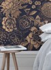 Removable Wallpaper Peel and Stick Wallpaper Wall Paper Wall Mural - Vintage Flower Non-Metalic Gold Color - A922 