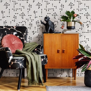 Abnehmbare Tapete Schälen und aufkleben Wandpapier Wandbild - Schwarz und Weiß Minimal Tapete - B969