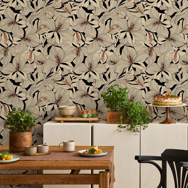 Lily Wallpaper Vintage Peel and Stick Wallpaper for Home Decor Floral ...
