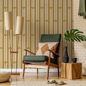 Mustard Herringbone Wallpaper Minimalist Wallpaper Peel and Stick and Traditional Wallpaper - D801