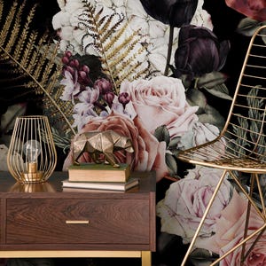 Romantische Rot & Gold Art Deco Tapete - B169