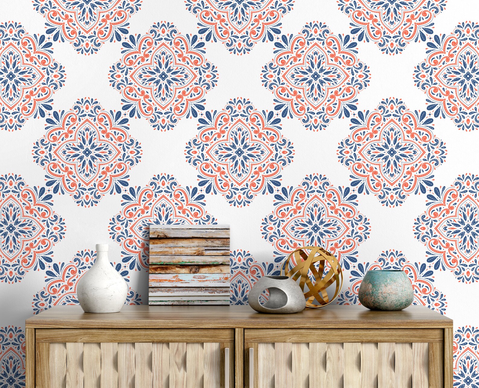 Contemporary Flowers Tile Wallpaper Removable Wallpaper Peel - Etsy