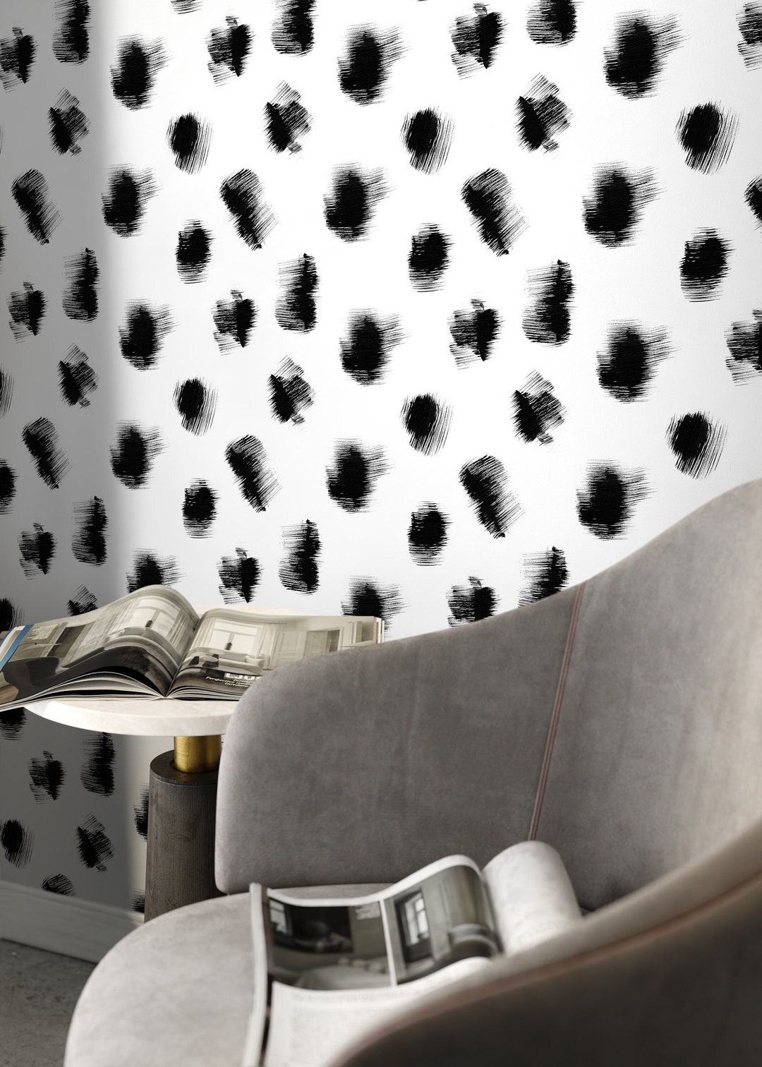 Black and White Speckle Dots Wallpaper / Peel and Stick Etsy