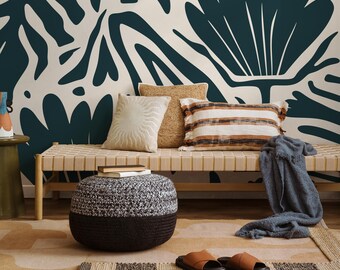 Floral Abstract Art Wallpaper Large Modern Mural Peel and Stick and Traditional Wallpaper - D662