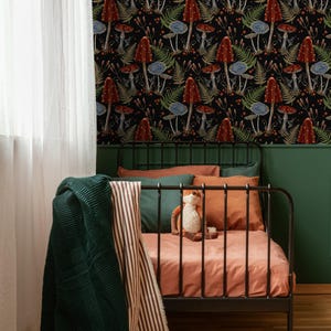 Mushroom Wallpaper Dark Floral Wallpaper Peel and Stick and Traditional Wallpaper - D813