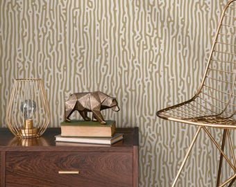 Beige Abstract Wallpaper Contemporary Art Wallpaper Peel and Stick and Traditional Wallpaper - D855
