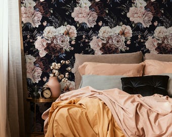 Vintage Roses Wallpaper / Peel and Stick Wallpaper Removable Wallpaper Home Decor Wall Art Wall Decor Room Decor - D545
