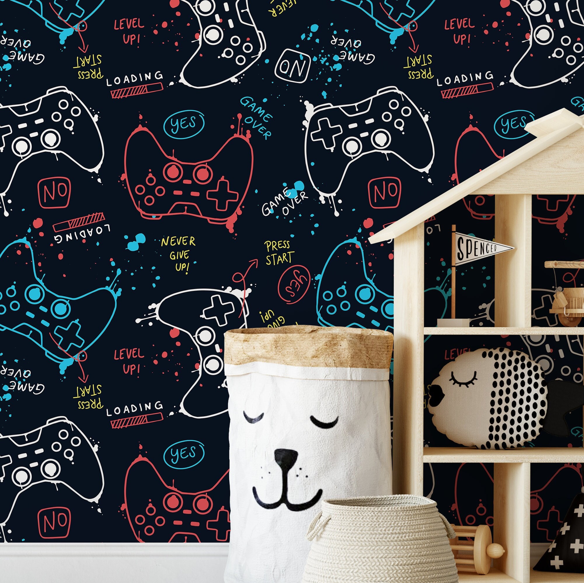 MairGwall Modern Gaming Mural Sticker Game On Vinyl Decal for Home and  Office (40h x32w,Option B)