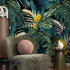 Tropical Modern Green Yellow Wallpaper - A800