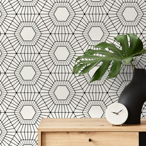 Wallpaper Peel and Stick Wallpaper Removable Wallpaper Home Decor Wall Art Wall Decor Room Decor / Black Geometric Modern Wallpaper - C378