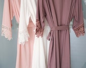 DUSTY Bridesmaid Robes Set Bridal Robe for Bridal Party Set of Bridesmaids Robes Bridal Party Robes Cotton Lace Bridesmaid Gifts