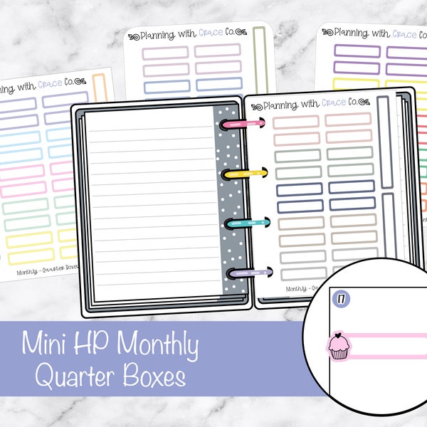 Monthly Quarter Box Stickers - Punched (PRINTABLE)