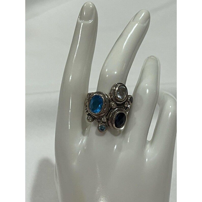 Brighton Constella Cluster Ring Silver Tone Blue Stones Celestial Inspired 8.5 image 7