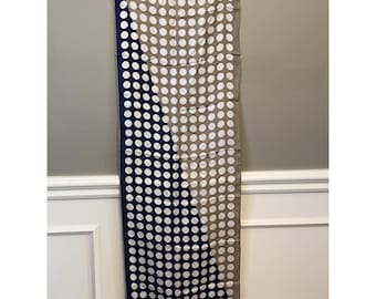 Echo Silk Scarf Polka Dot Blue Tan White Vtg 15x44