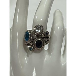 Brighton Constella Cluster Ring Silver Tone Blue Stones Celestial Inspired 8.5 image 2