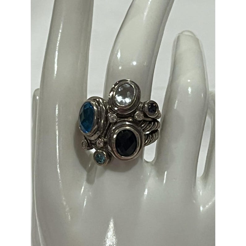 Brighton Constella Cluster Ring Silver Tone Blue Stones Celestial Inspired 8.5 image 2