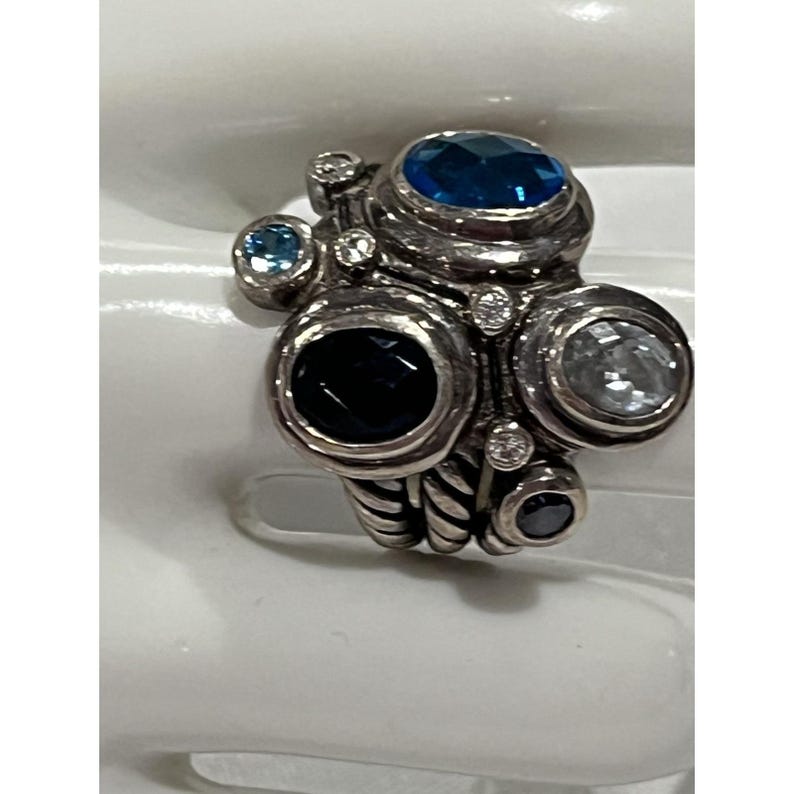 Brighton Constella Cluster Ring Silver Tone Blue Stones Celestial Inspired 8.5 image 4