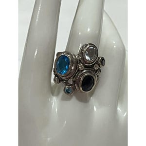 Brighton Constella Cluster Ring Silver Tone Blue Stones Celestial Inspired 8.5 image 1