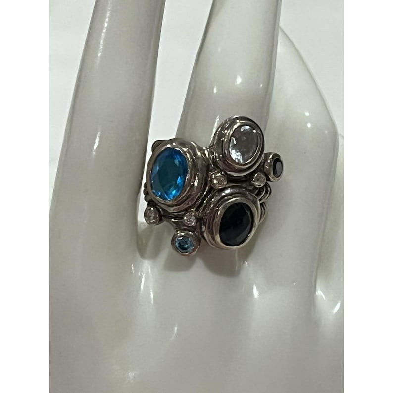 Brighton Constella Cluster Ring Silver Tone Blue Stones Celestial Inspired 8.5 image 1