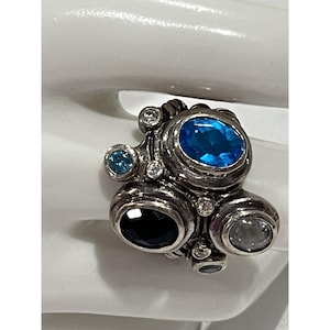 Brighton Constella Cluster Ring Silver Tone Blue Stones Celestial Inspired 8.5 image 5