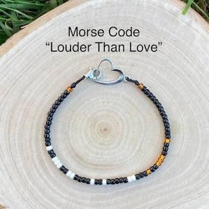 Louder Than Love Morse Code Bracelet with Heart Charm l 90s inspired l stacking friendship bracelet