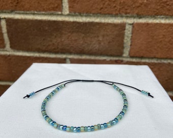 Oceans Minimalist Seed Bead Adjustable Bracelet, Gift for Friend, Summer Stacking Jewelry, Surfer Inspired
