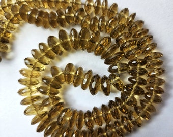 8 Inch Strand,Super Finest Quality, Natural Honey Quartz German Cut Micro Faceted Rondelle,Size 6-10mm