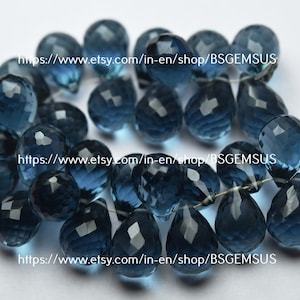 10 Pcs,London Blue Hydro Quartz Faceted Tear Drops Shape Briolettes,Size 12mm