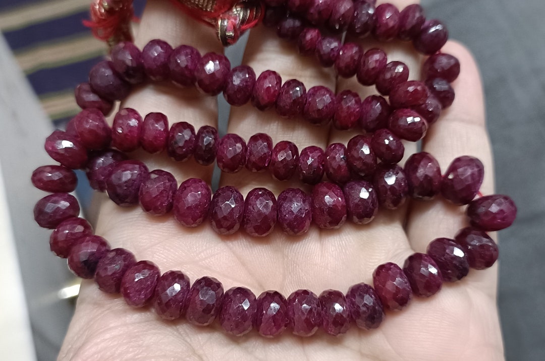 7 Inches Strand, Dyed Natural Ruby Faceted Rondelles,size. 6-8mm - Etsy