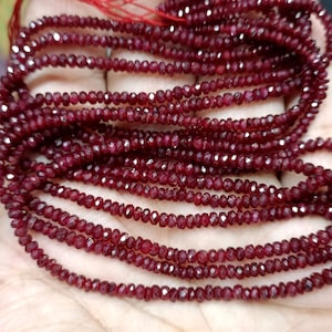 16 inch Strand, Natuurlijke Longido Robijn Faceted Rondelles Maat 2.5-3mm Ca. Natuurlijke echte robijn