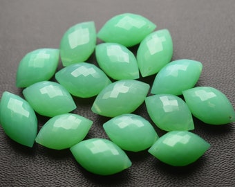 Side Drilled,10 pcs,Chrysoprase Chalcedony Faceted  Dew Drops Shape Briolettes,Size 13-14mm