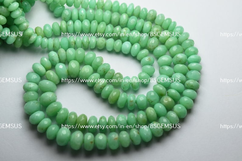 7 Inches Strand,Natural Chrysoprase Faceted Rondelles Size 6-9mm