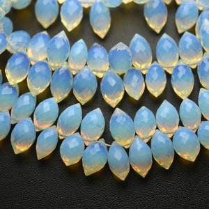 8 Inches Strand,Super Finest Quality,Opalite Blue Hydro Quartz Faceted Dew Drops Shaped Briolettes,Size 11-12mm