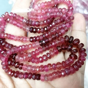 8 inch streng, natuurlijke roze toermalijn gefacetteerde rondelles, maat 3-3,5 mm (ongeveer):