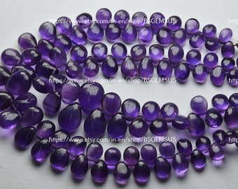 7 inches Strand, Natural Purple Amethyst Smooth Pear Shape Briolettes,Size 9-11mm