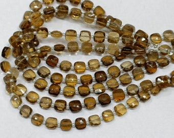8 Inch Strand,Super Finest Quality, Natural Honey Quartz Faceted Cushion Shape Briolettes,Size Variations