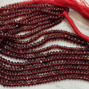 10 Inch strand,Natural Mozambique GARNET Faceted Rondelles. 4.5mm