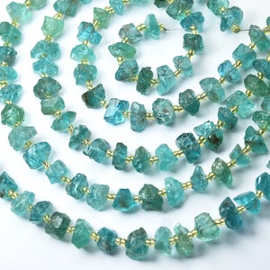 8 Inch Strand,Natural Blue Green Apatite Rough Fancy Nuggets  Shape Size 9-11mm