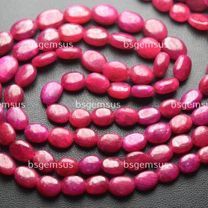 8 Inch strand,Natural Dyed Ruby Smooth Oval Beads.Size 6-8mm