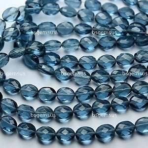 16 inch streng Superfijne kwaliteit London Blue hydrokwarts gefacetteerde ovale brioletten, Afmeting: 7 x 9 mm